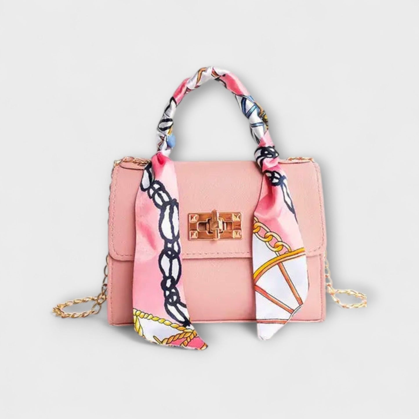 Sac à main Aurellia - Cuir marron, fermeture dorée, poignée en écharpe, élégant et polyvalent