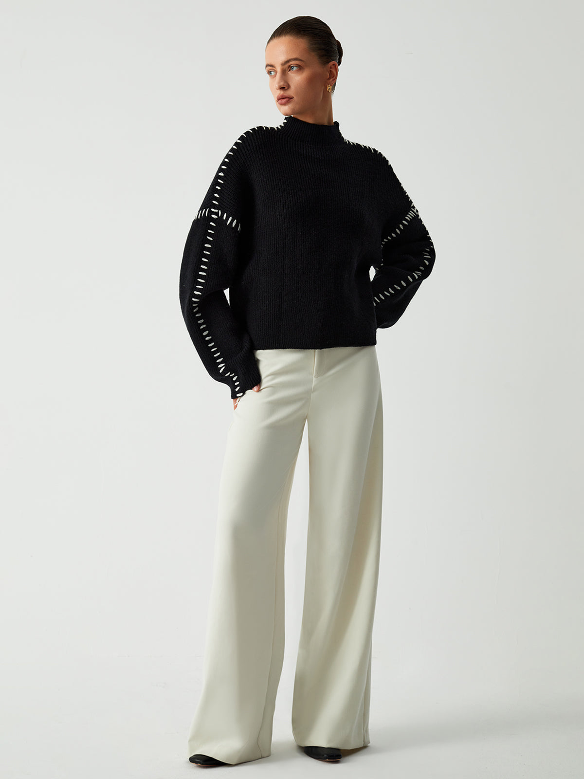 Pull Oversized Milena Maglione avec Col Haut