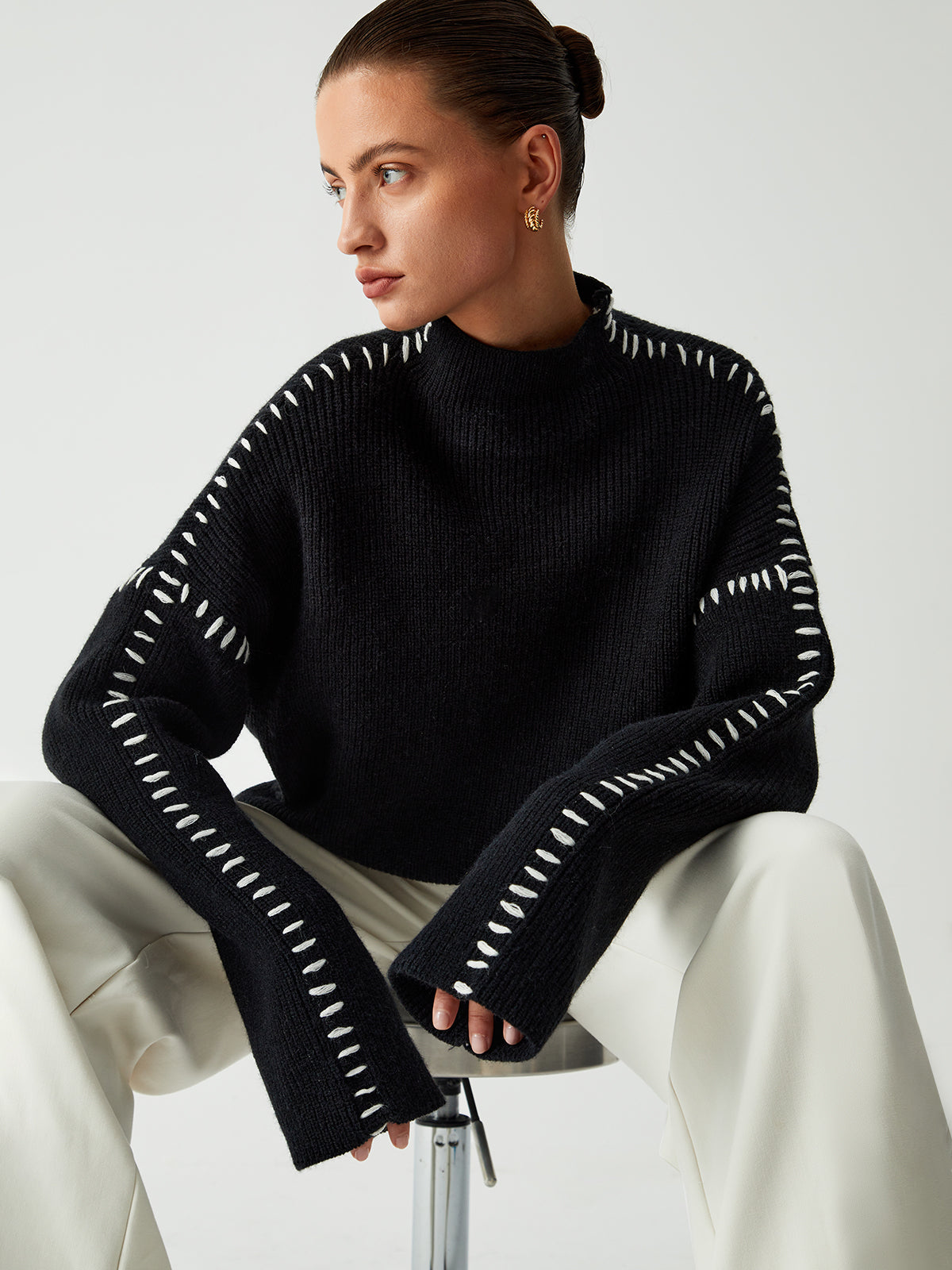 Pull Oversized Milena Maglione avec Col Haut