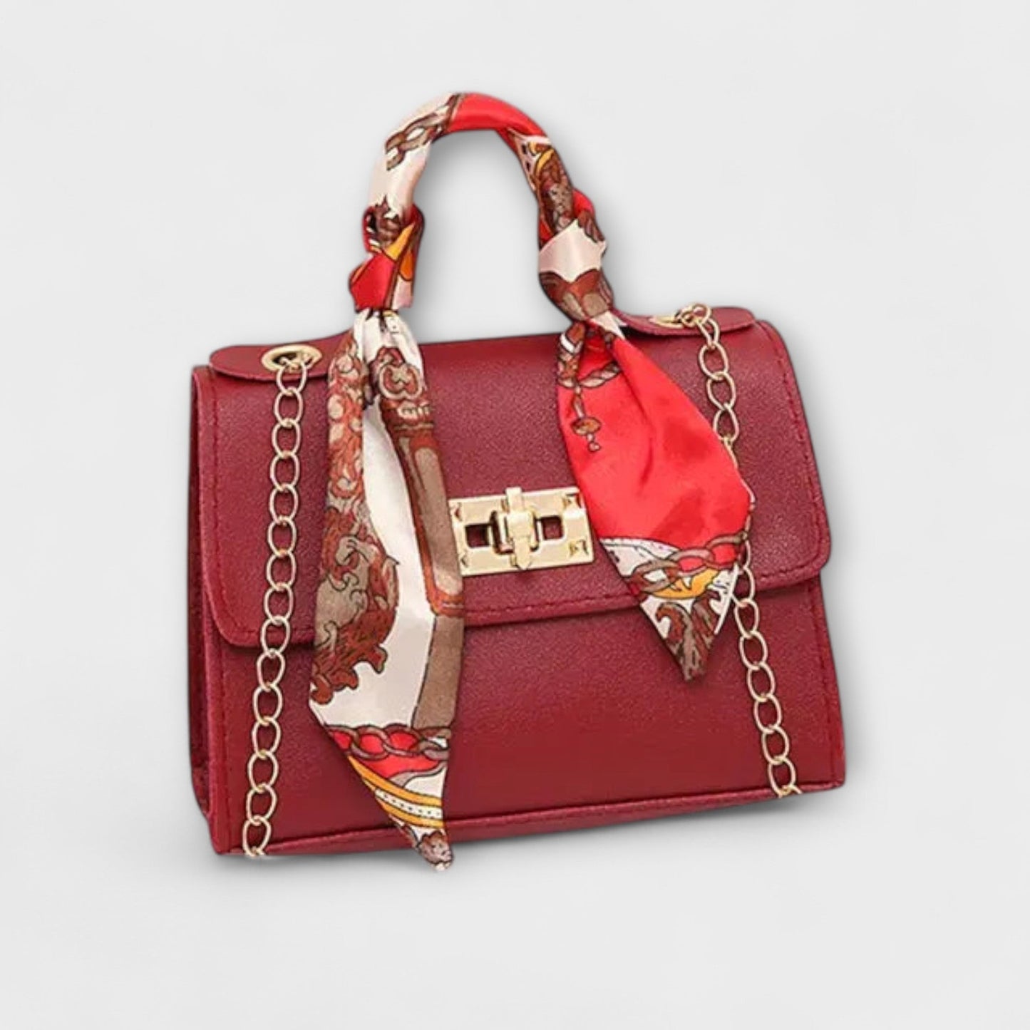 Sac à main Aurellia - Cuir marron, fermeture dorée, poignée en écharpe, élégant et polyvalent