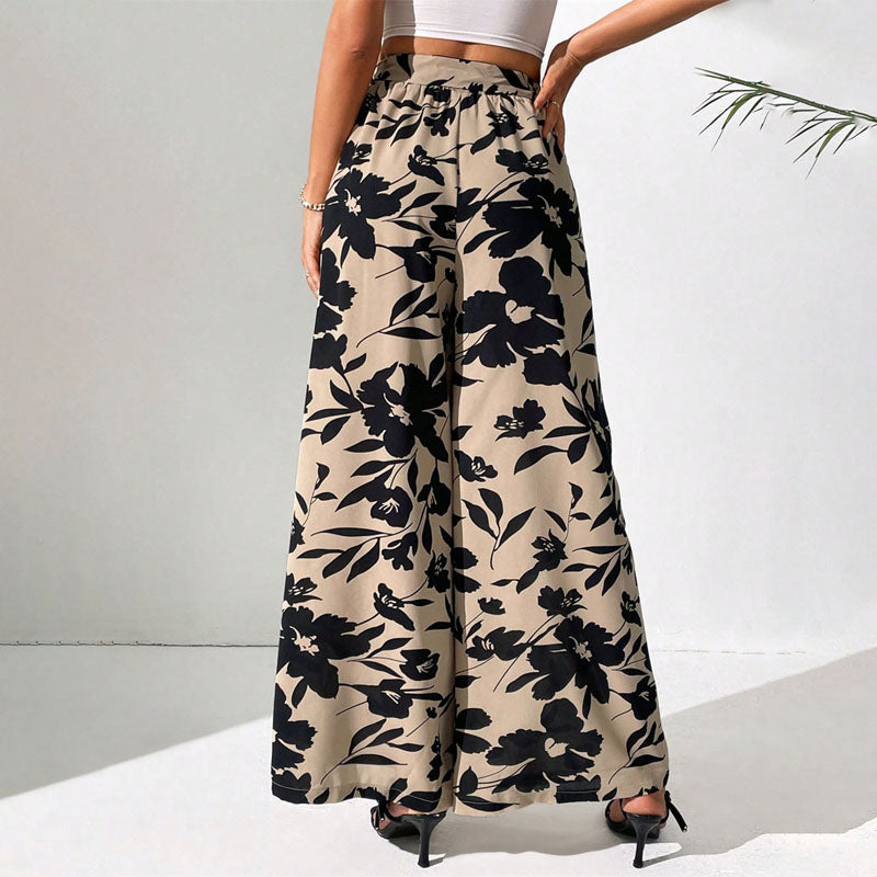 Pantalons Vintage avec Imprimé Floral