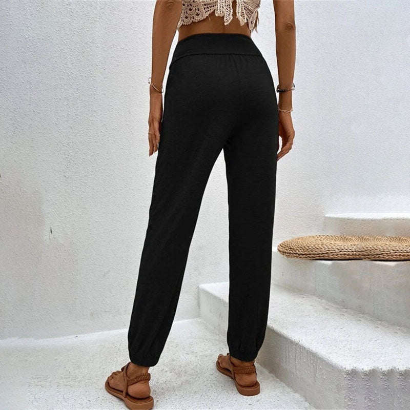 Pantalons Casual à Couleur Unie