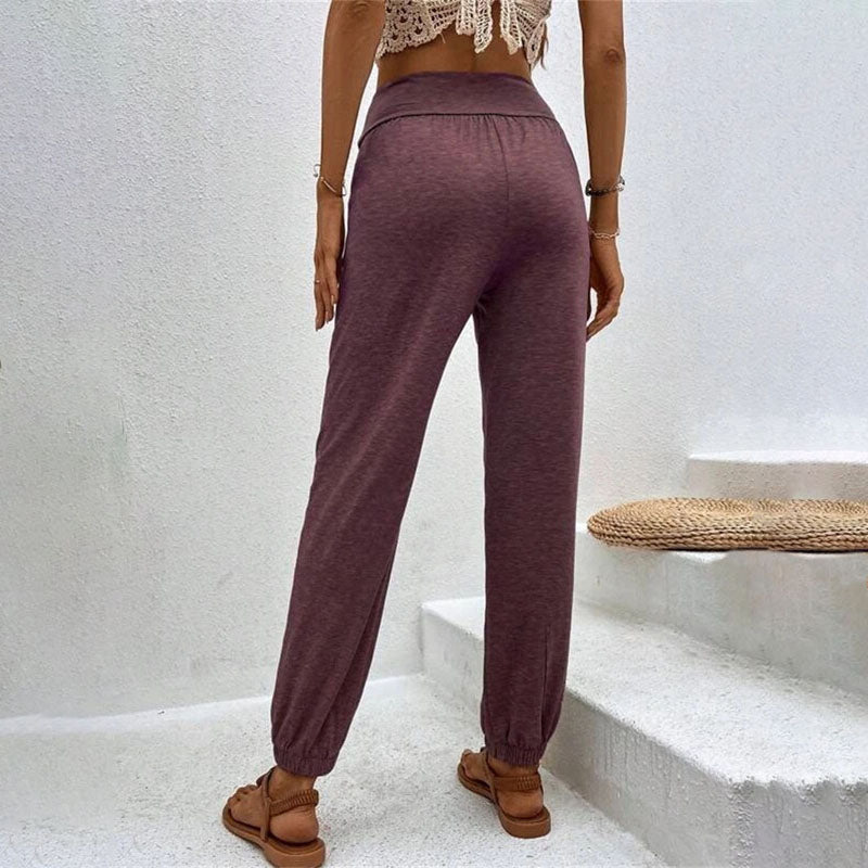 Pantalons Casual à Couleur Unie