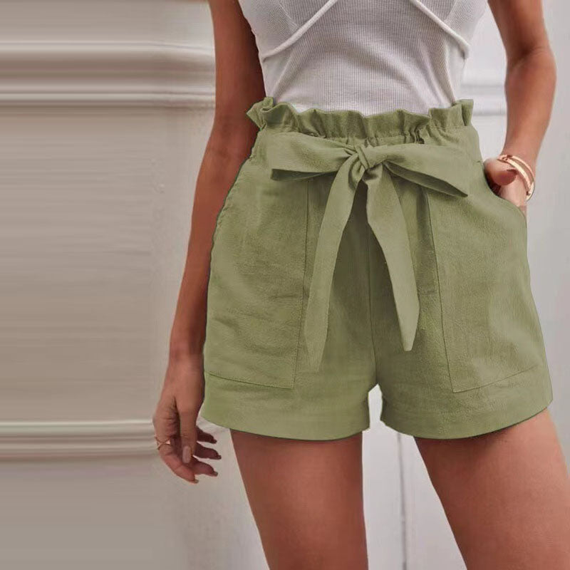 【Coton Et Lin】Shorts Casual Monochromatiques