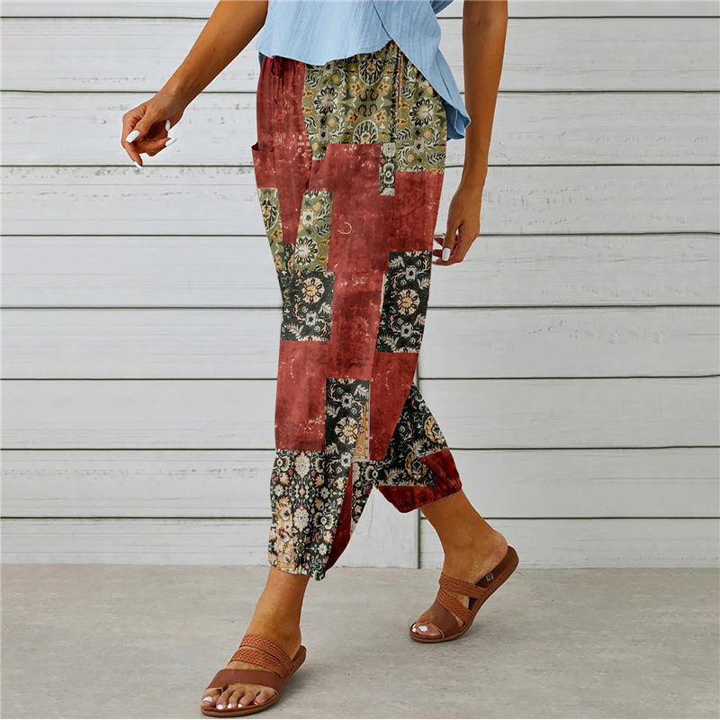 【Coton et Lin】Pantalons Vintage Imprimés