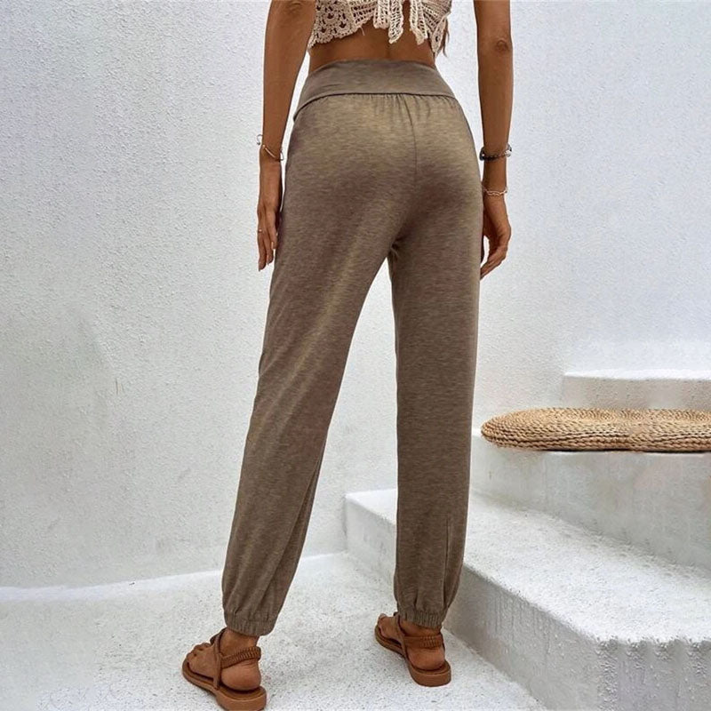Pantalons Casual à Couleur Unie