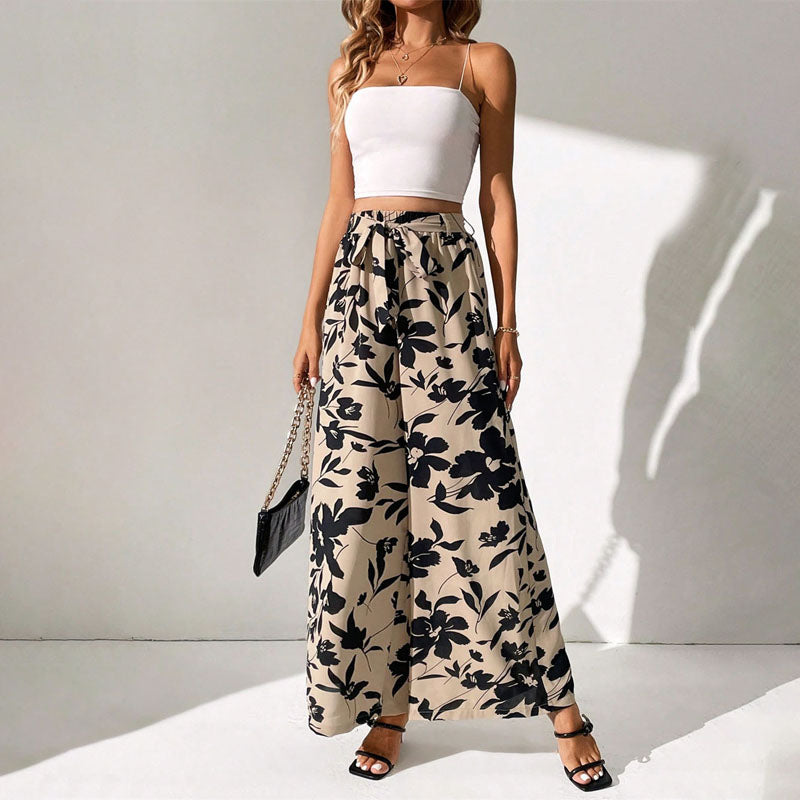 Pantalons Vintage avec Imprimé Floral