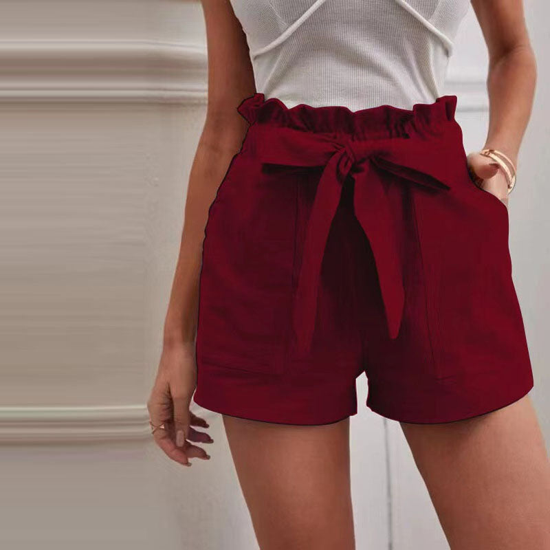 【Coton Et Lin】Shorts Casual Monochromatiques