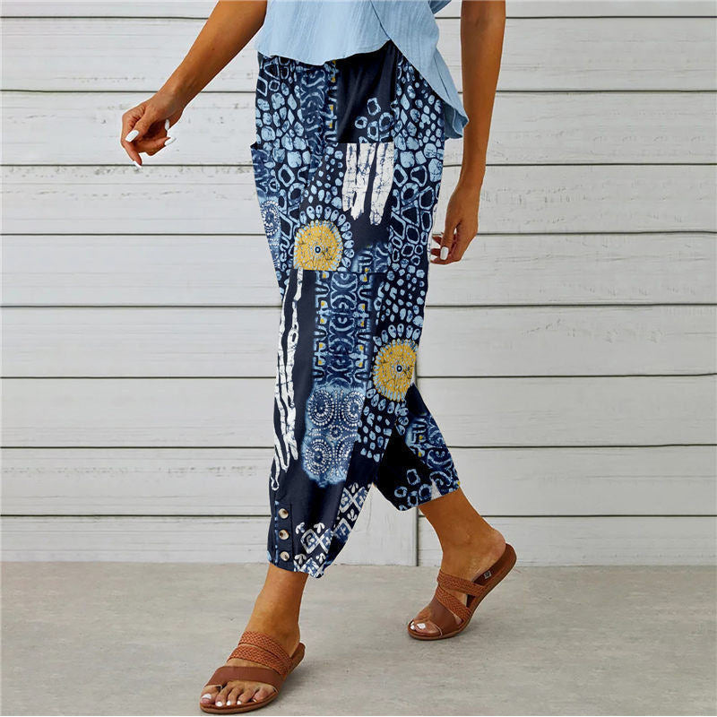 【Coton et Lin】Pantalons Vintage Imprimés