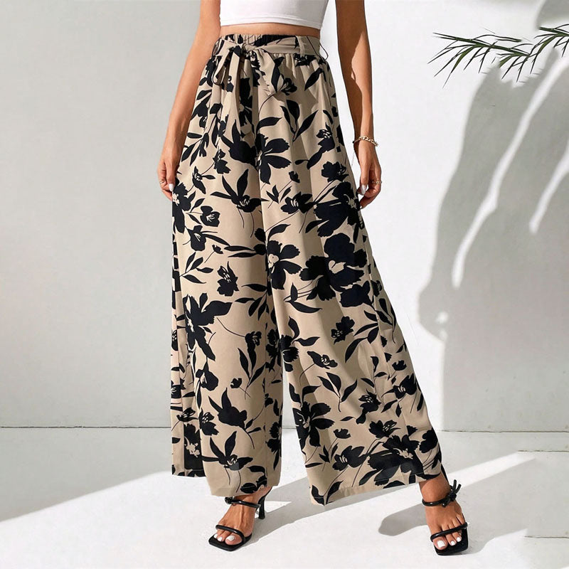 Pantalons Vintage avec Imprimé Floral