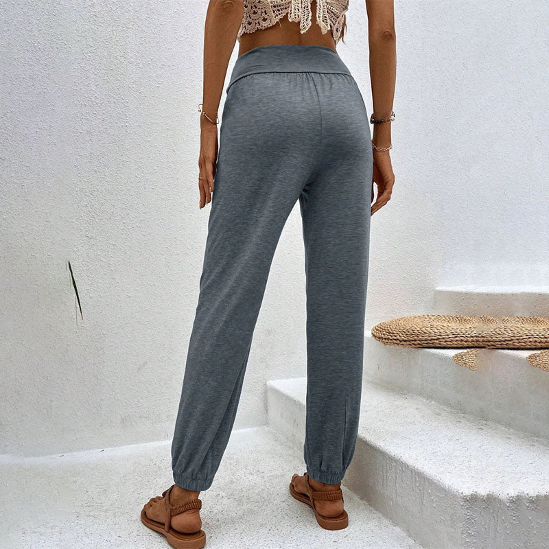 Pantalons Casual à Couleur Unie