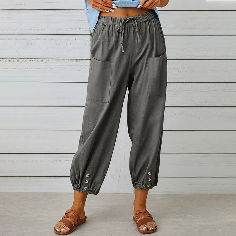 【Coton et Lin】Pantalons Confortables de Temps Libre