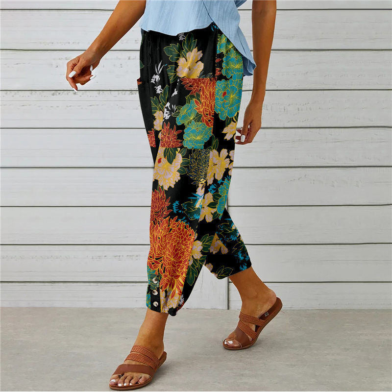 【Coton et Lin】Pantalons Vintage Imprimés