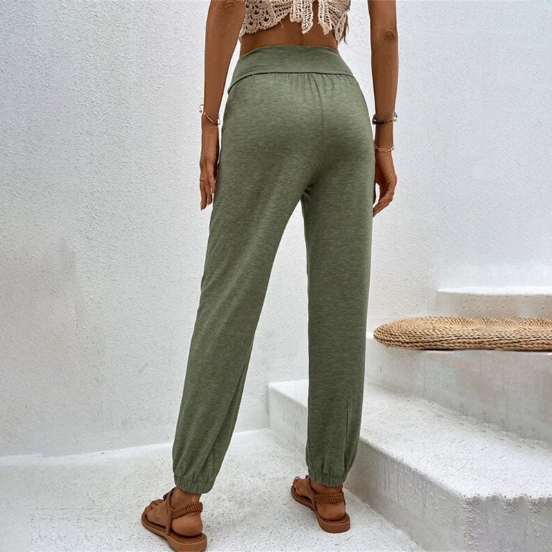 Pantalons Casual à Couleur Unie