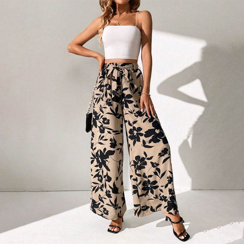 Pantalons Vintage avec Imprimé Floral