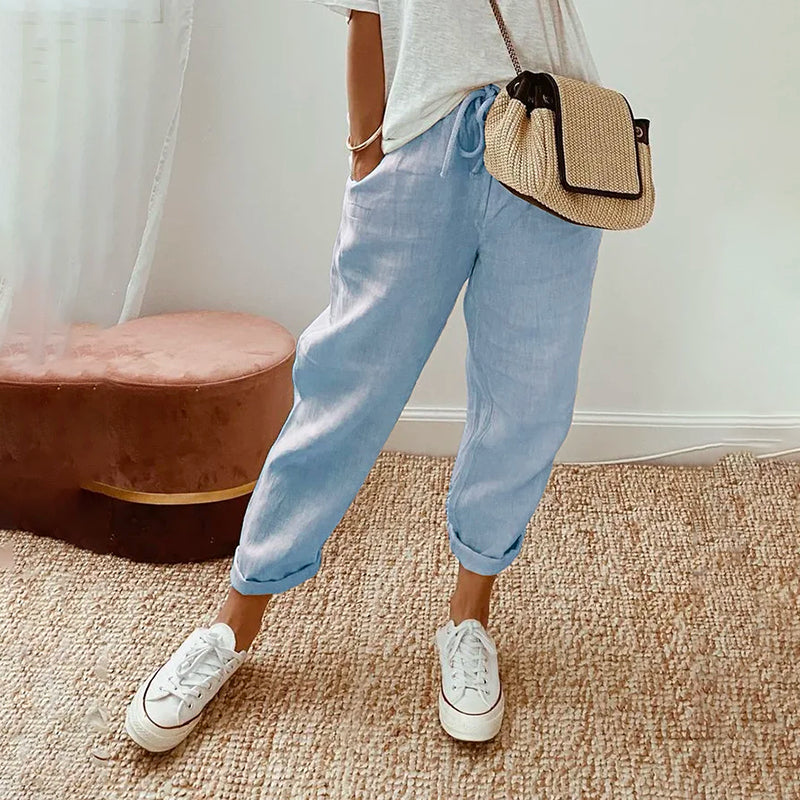 【Coton et Lin】Pantalons Confortables pour le Temps Libre