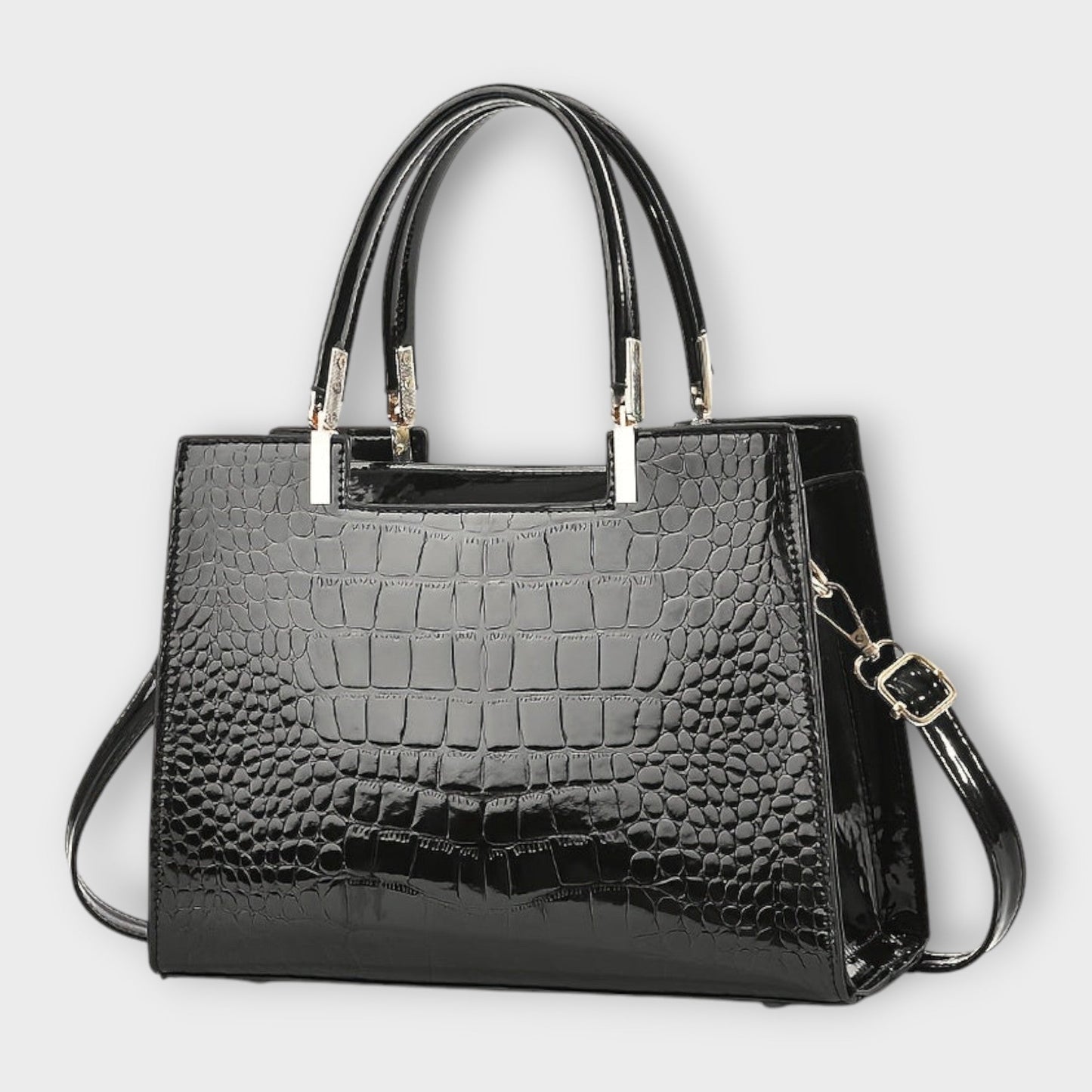 Aurellia - Sac à Main en PU Brillant avec Motif Crocodile, Design Élégant et Spacieux pour Chaque Occasion