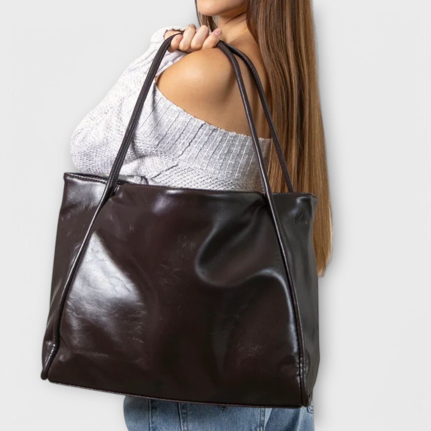Sac fourre-tout en cuir vegan inspiré vintage Aurellia Blair pour l'école ou le travail, adapté pour ordinateur portable et essentiels