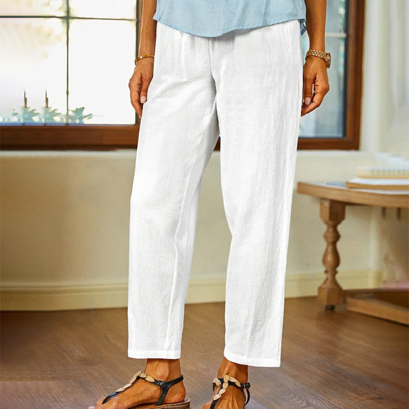 【Coton et Lin】Pantalons Casual Uni