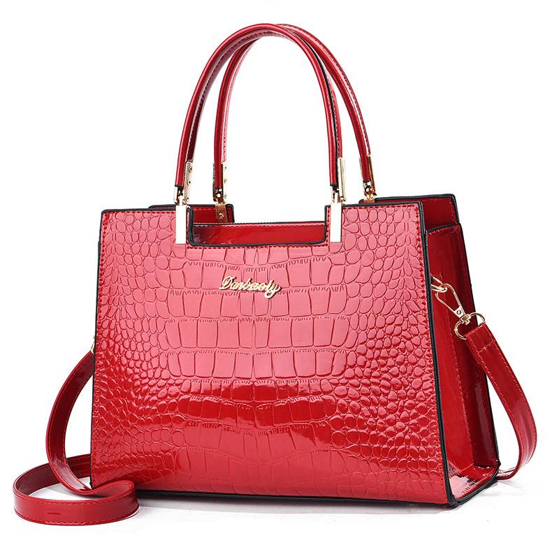 Aurellia - Sac à Main en PU Brillant avec Motif Crocodile, Design Élégant et Spacieux pour Chaque Occasion