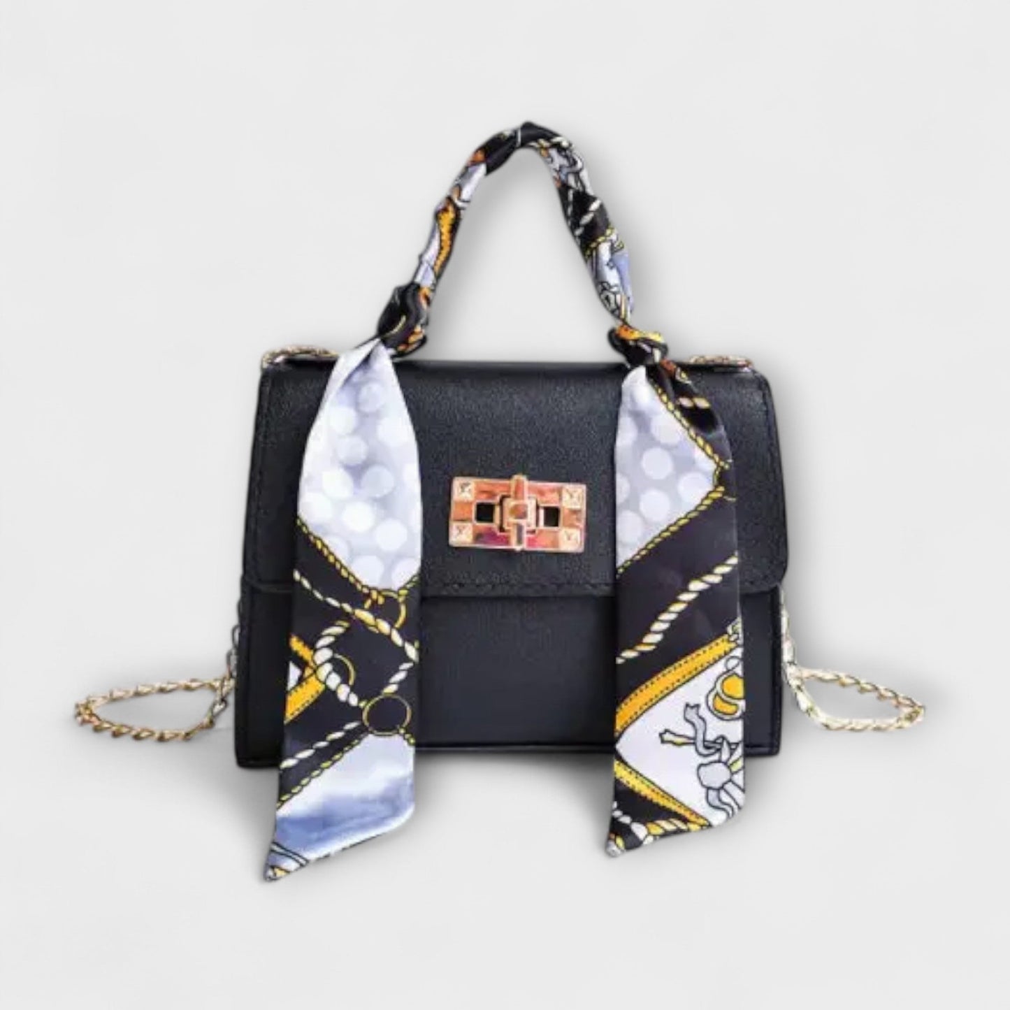 Sac à main Aurellia - Cuir marron, fermeture dorée, poignée en écharpe, élégant et polyvalent