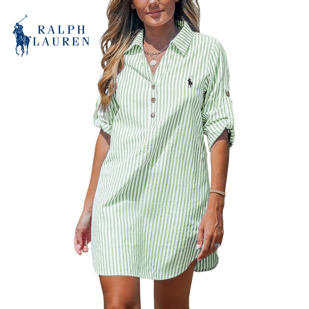 ᏒᏞ - Robe chemisier à rayures pour femme