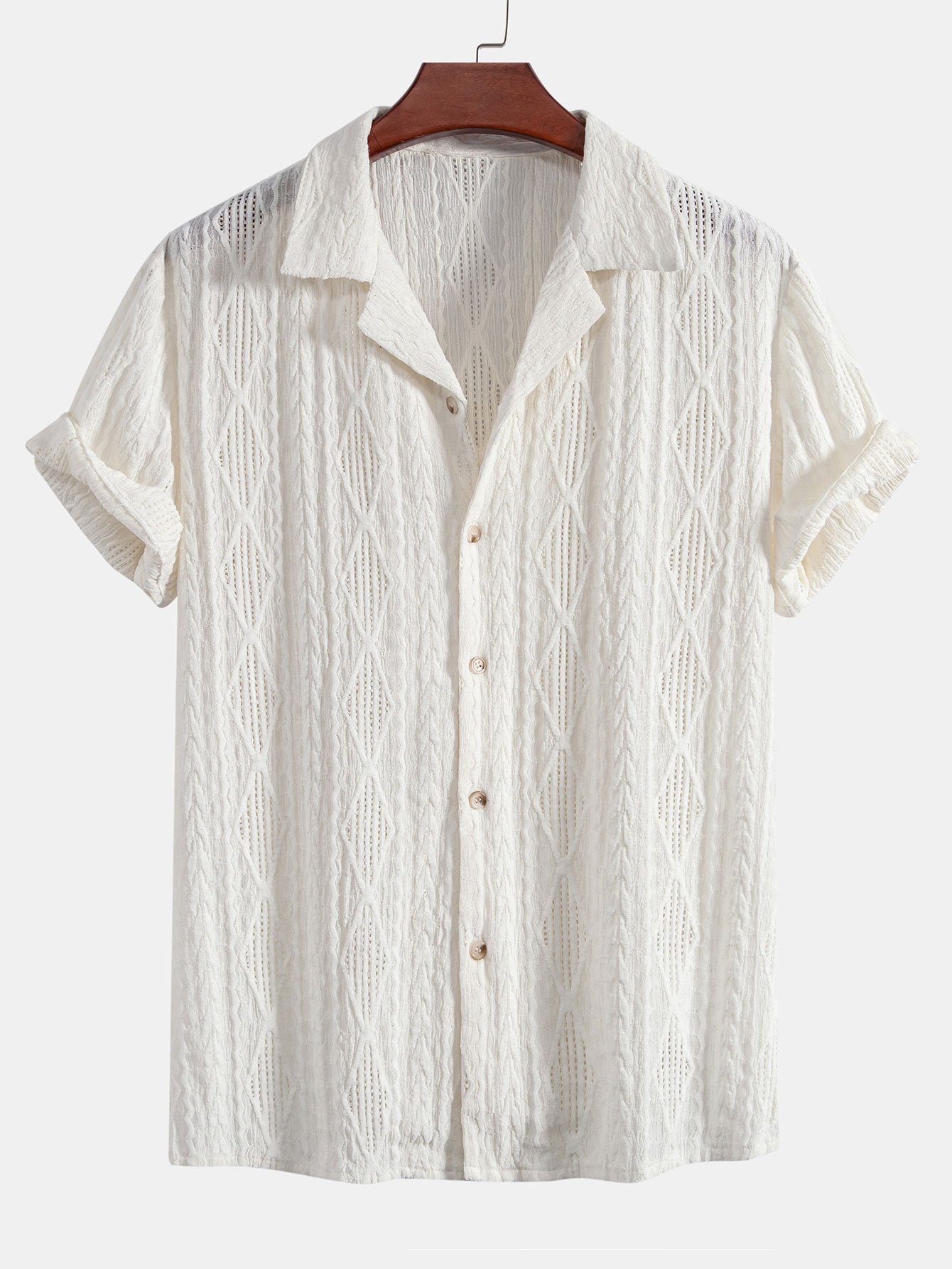 Chemise Cubane Jacquard Géométrique & Pantalons en Lin à Jambe Droite