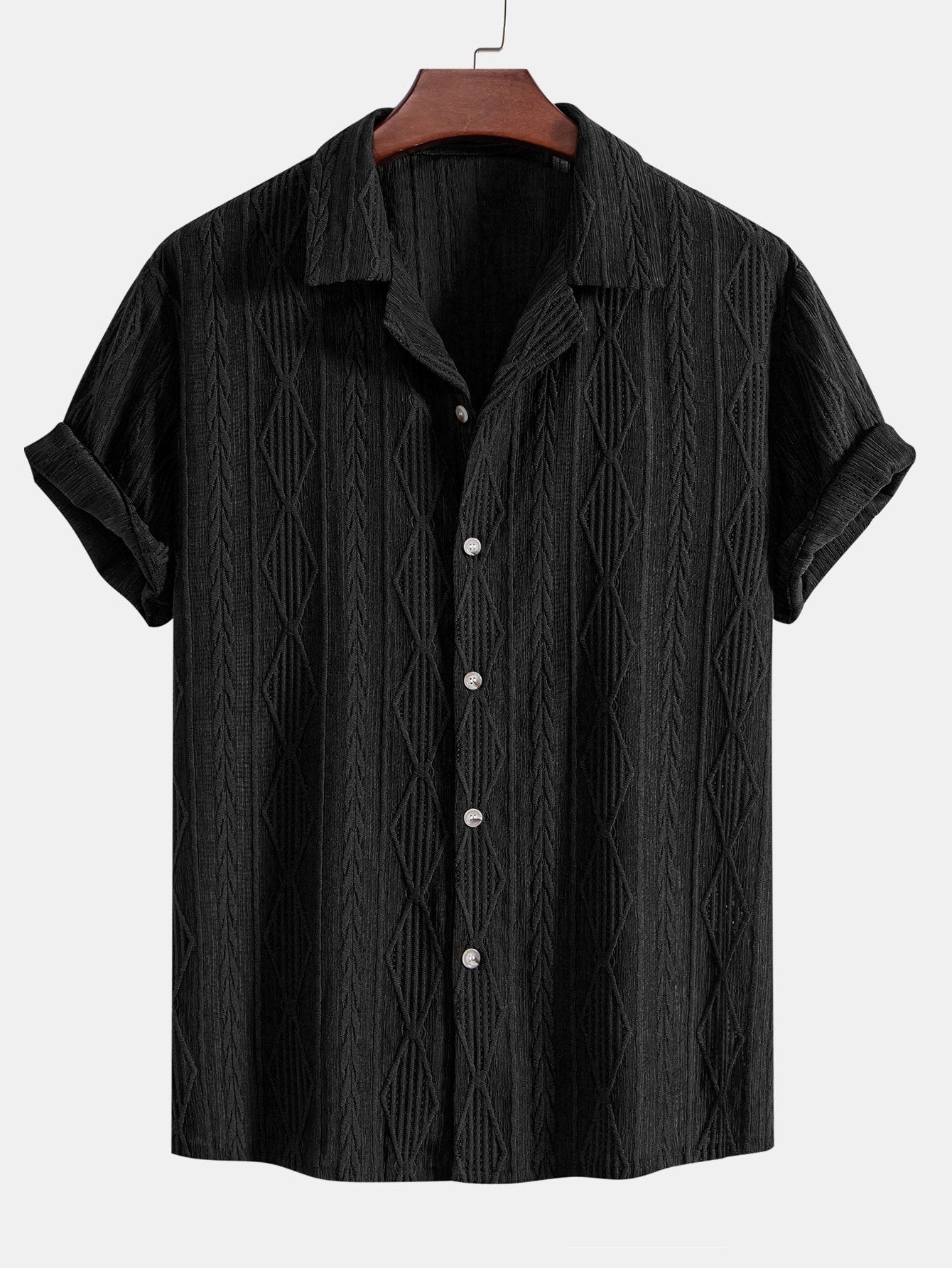 Chemise Cubane Jacquard Géométrique & Pantalons en Lin à Jambe Droite