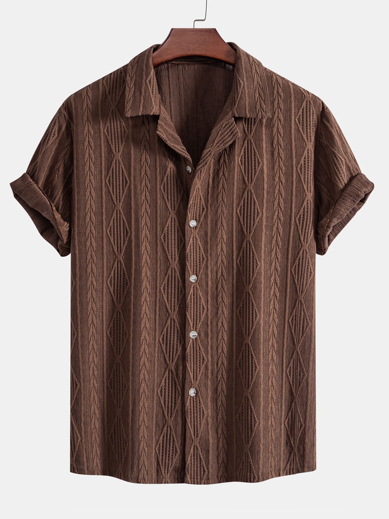 Chemise Cubane Jacquard Géométrique & Pantalons en Lin à Jambe Droite