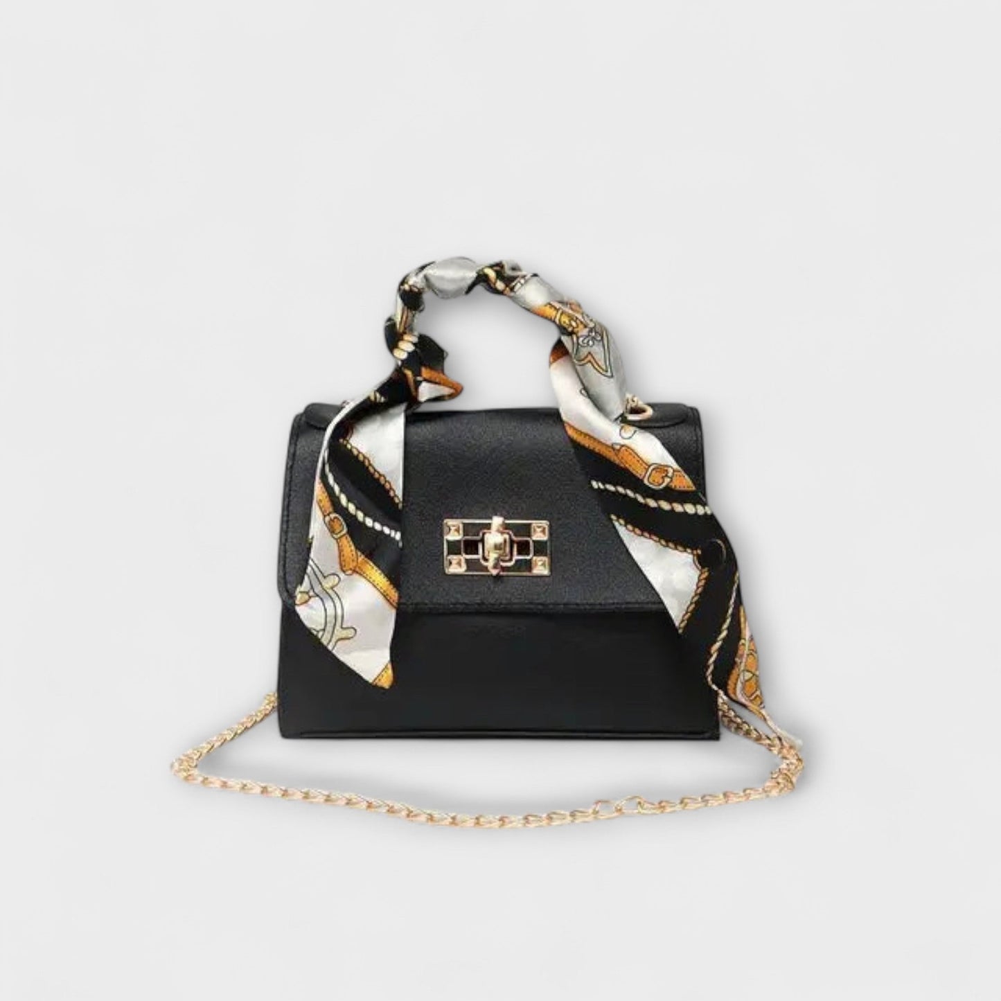 Sac à main Aurellia - Cuir marron, fermeture dorée, poignée en écharpe, élégant et polyvalent