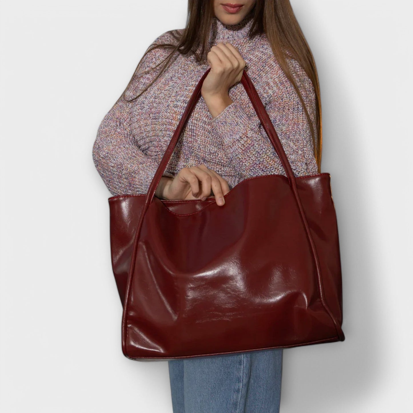 Sac fourre-tout en cuir vegan inspiré vintage Aurellia Blair pour l'école ou le travail, adapté pour ordinateur portable et essentiels
