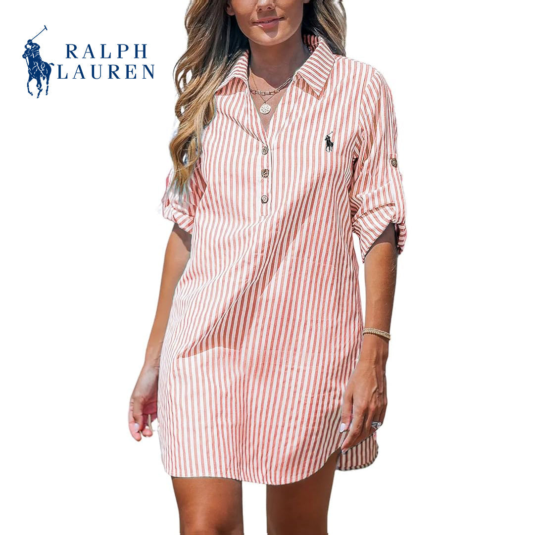 ᏒᏞ - Robe chemisier à rayures pour femme
