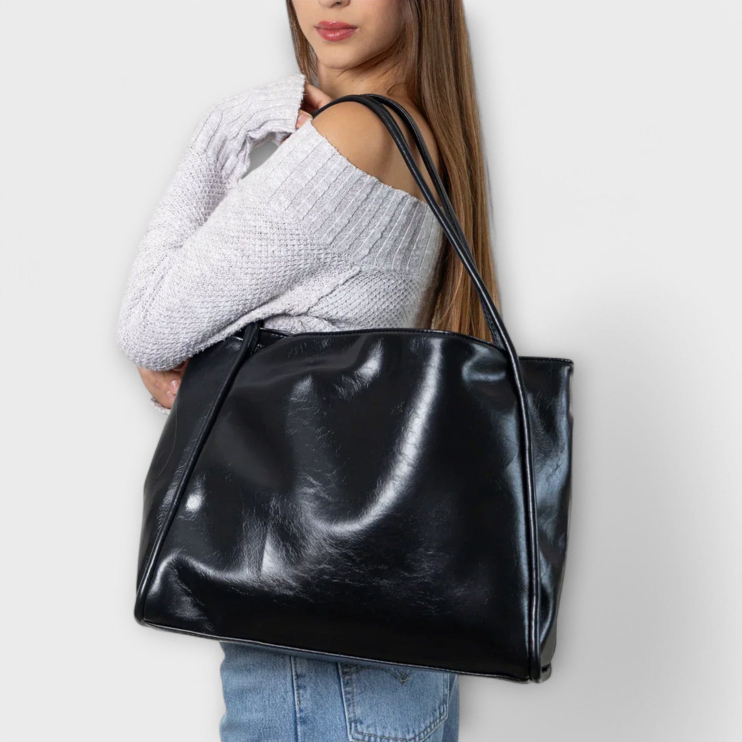 Sac fourre-tout en cuir vegan inspiré vintage Aurellia Blair pour l'école ou le travail, adapté pour ordinateur portable et essentiels