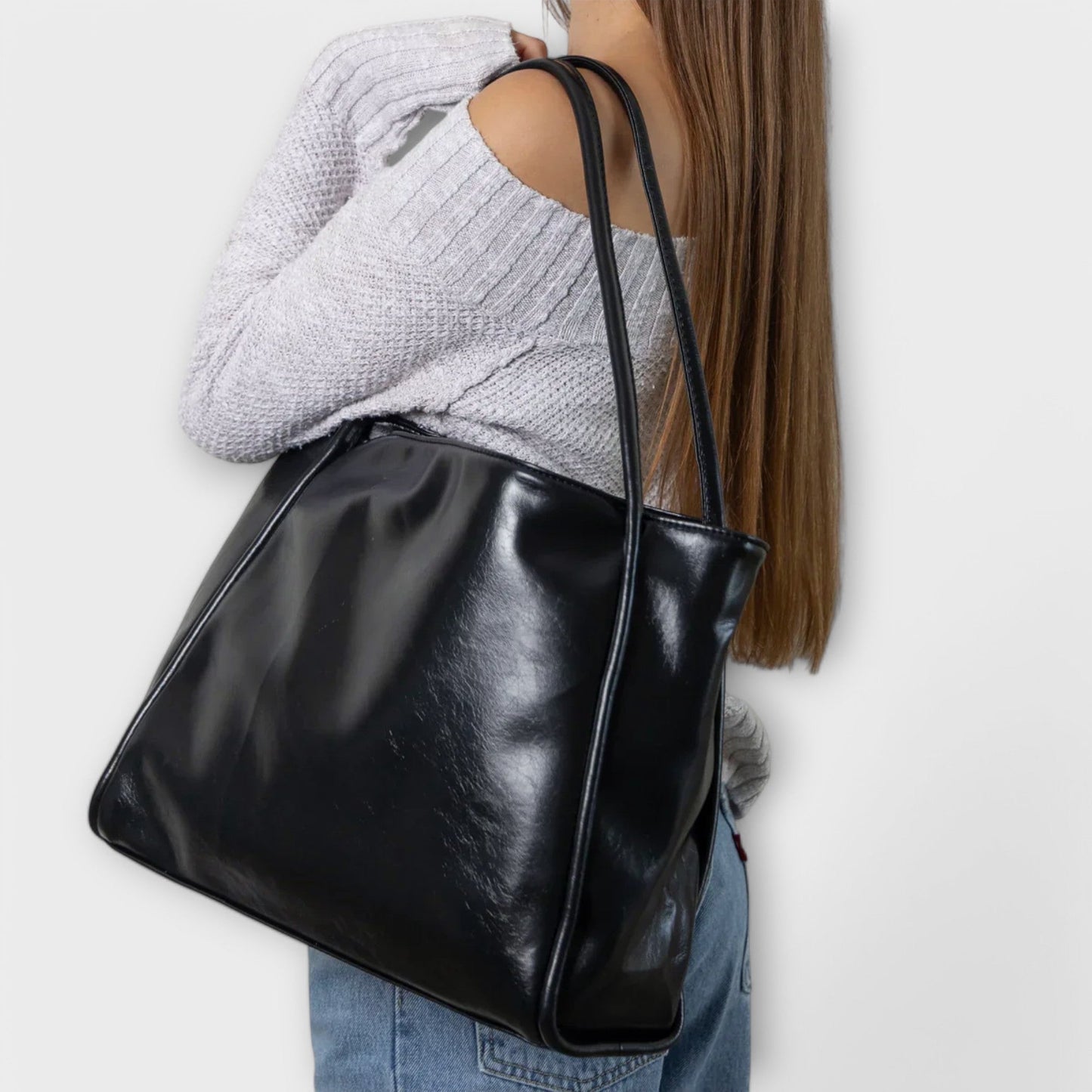 Sac fourre-tout en cuir vegan inspiré vintage Aurellia Blair pour l'école ou le travail, adapté pour ordinateur portable et essentiels