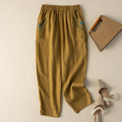 【Coton et Lin】Pantalons Vintage Décontractés