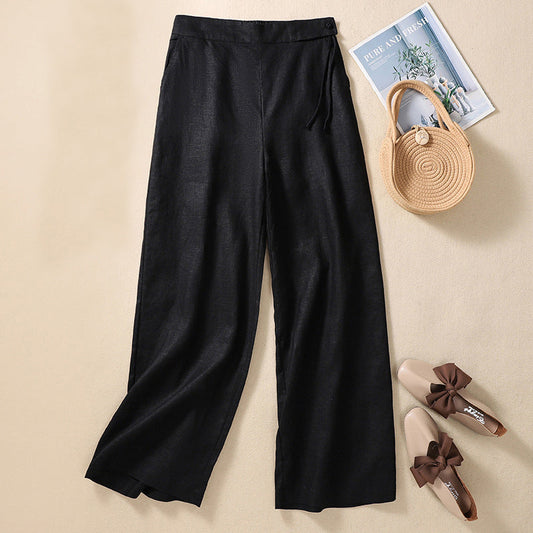 【Coton Et Lin】Pantalons Casual À Jambe Large