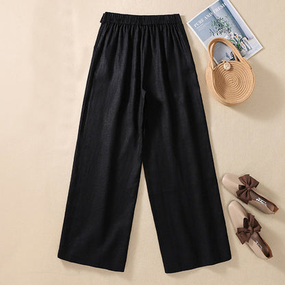 【Coton Et Lin】Pantalons Casual À Jambe Large