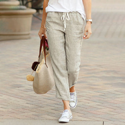 【Coton et Lin】Pantalons Droits Décontractés