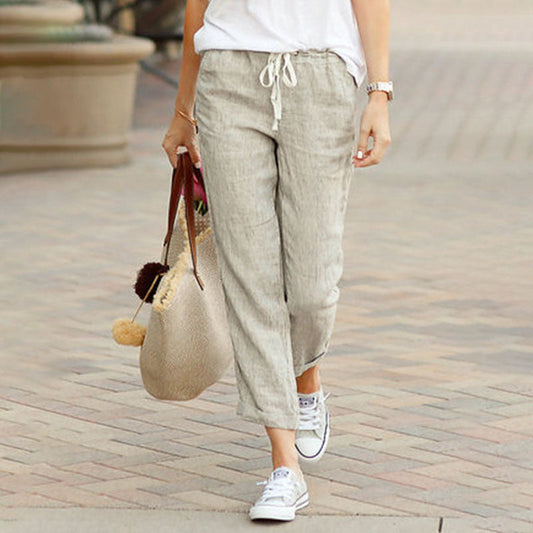 【Coton et Lin】Pantalons Droits Décontractés