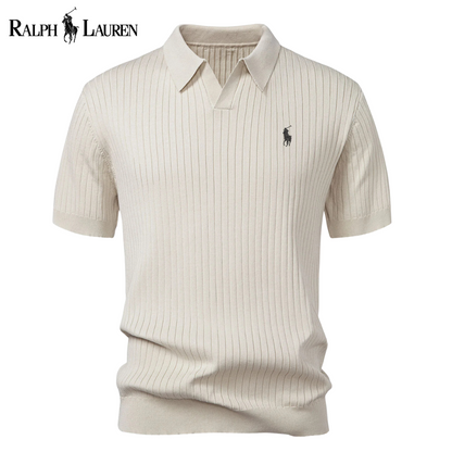 Polo RL™ en maille avec col en V et rayures