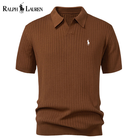 Polo RL™ en maille avec col en V et rayures