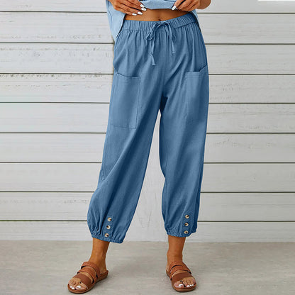 【Coton et Lin】Pantalons Confortables de Temps Libre