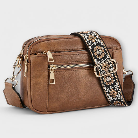 Aurellia Sac à Bandoulière en Cuir Vegan, Style Rétro avec Bandoulière Boho Réglable, Grand Espace pour Objets Essentiels