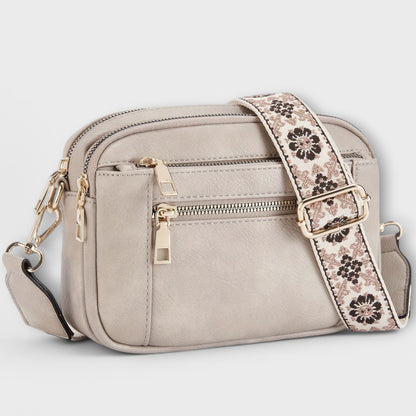 Sac à bandoulière en cuir vegan Aurellia, style rétro avec sangle boho réglable, espace suffisant pour les essentiels