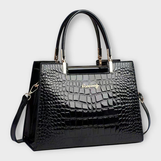 Aurellia - Sac à Main en PU Brillant avec Motif Crocodile, Design Élégant et Spacieux pour Chaque Occasion