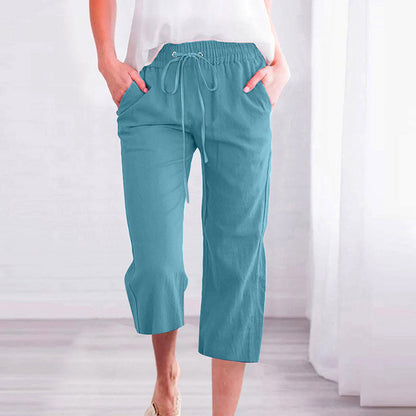 【Coton et Lin】Pantalons Casual Unicolores