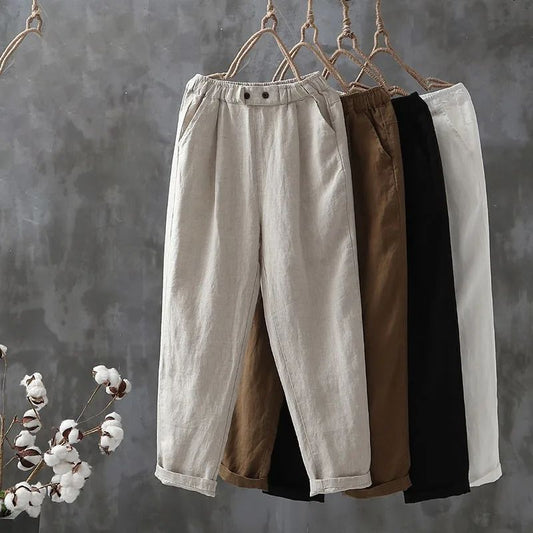 【Coton et Lin】Pantalons Confortables pour Loisirs