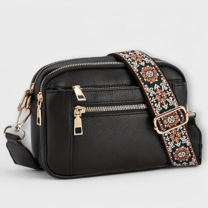 Sac à bandoulière en cuir vegan Aurellia, style rétro avec sangle boho réglable, espace suffisant pour les essentiels
