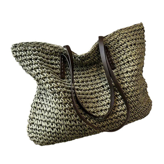 Aurellia Sac à Bandoulière Tressé en Paille Légère avec Sangles Résistantes pour Usage Quotidien