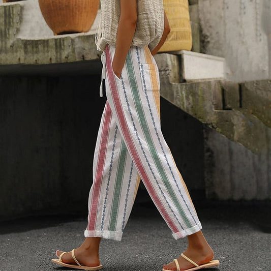 Pantalons Casual à Rayures